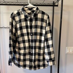 Talbots Navy and White Plaid Button-Down Shirt